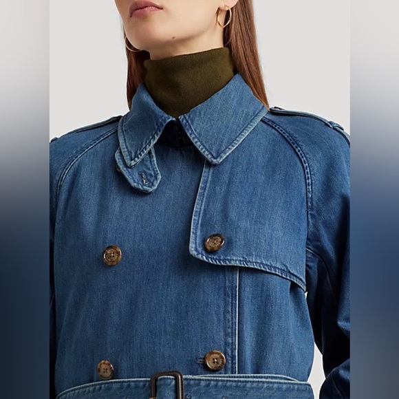 Lauren Ralph Lauren Denim Trench Coat NEW WITHOUT TAGS - Picture 3 of 7